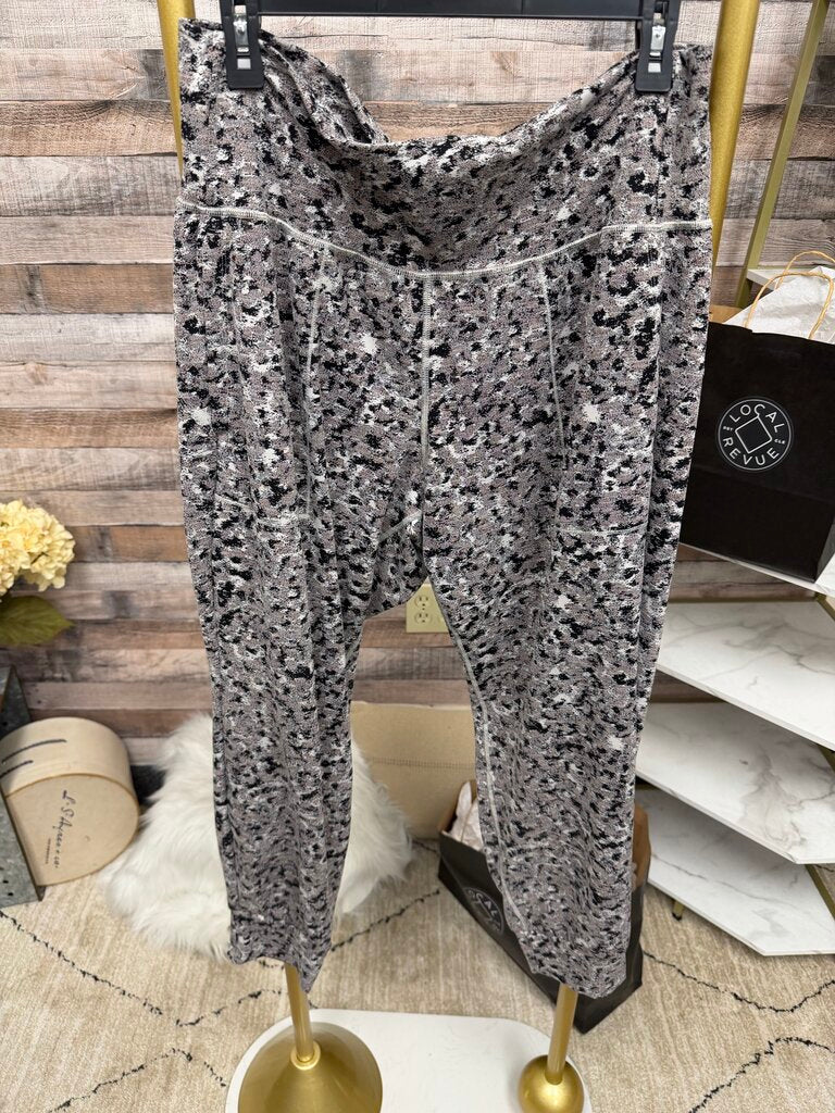 Pink And Grey Print Athleta Salutation Leggings