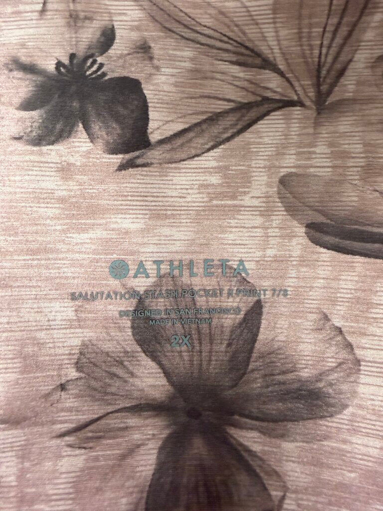 Pink Hearth Rose Floral Print Athleta Salutation Leggings