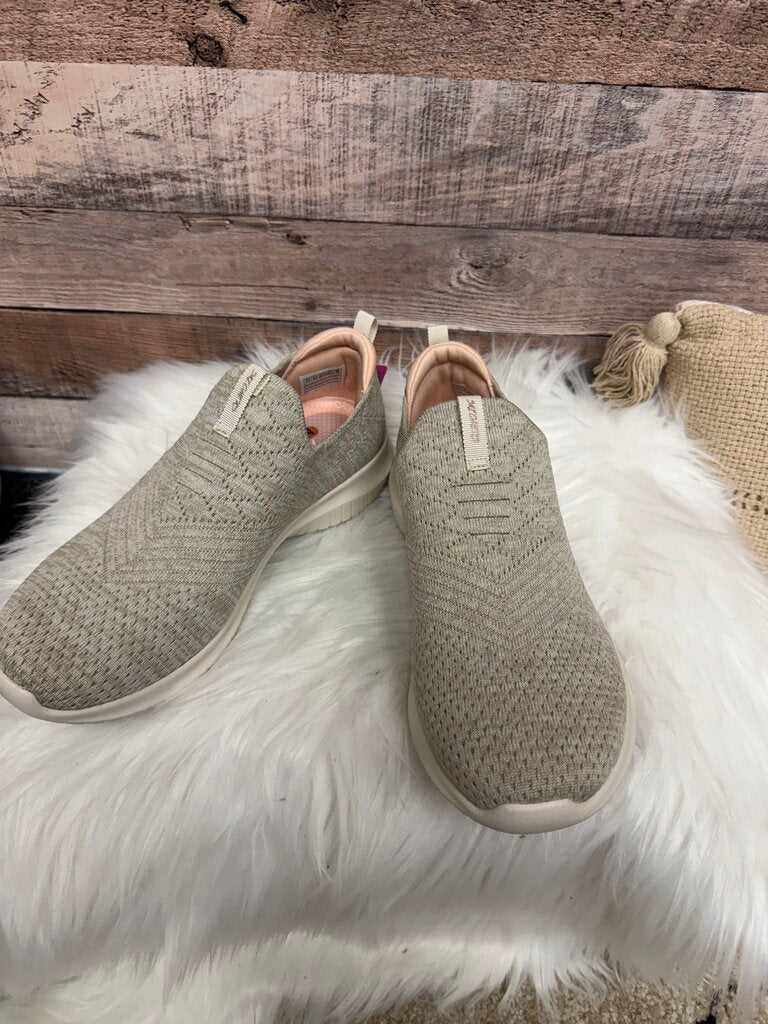 White Sketchers Mesh Slip On Sneakers