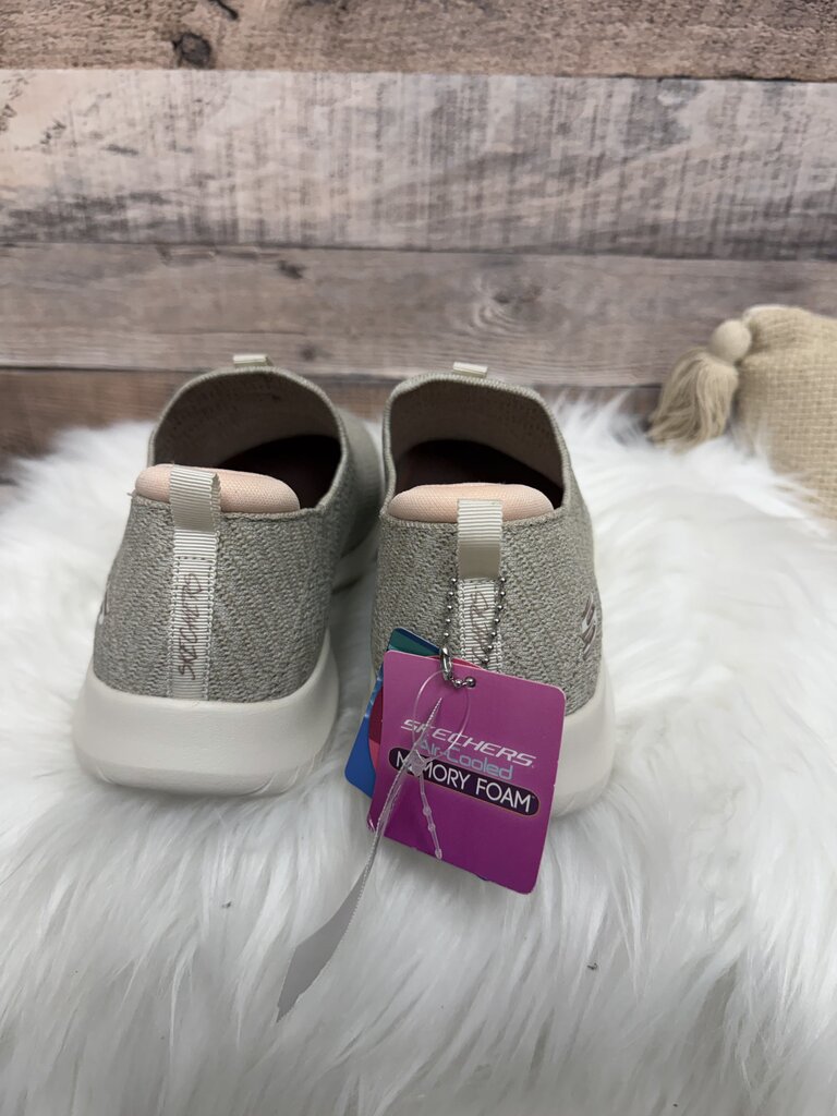 White Sketchers Mesh Slip On Sneakers