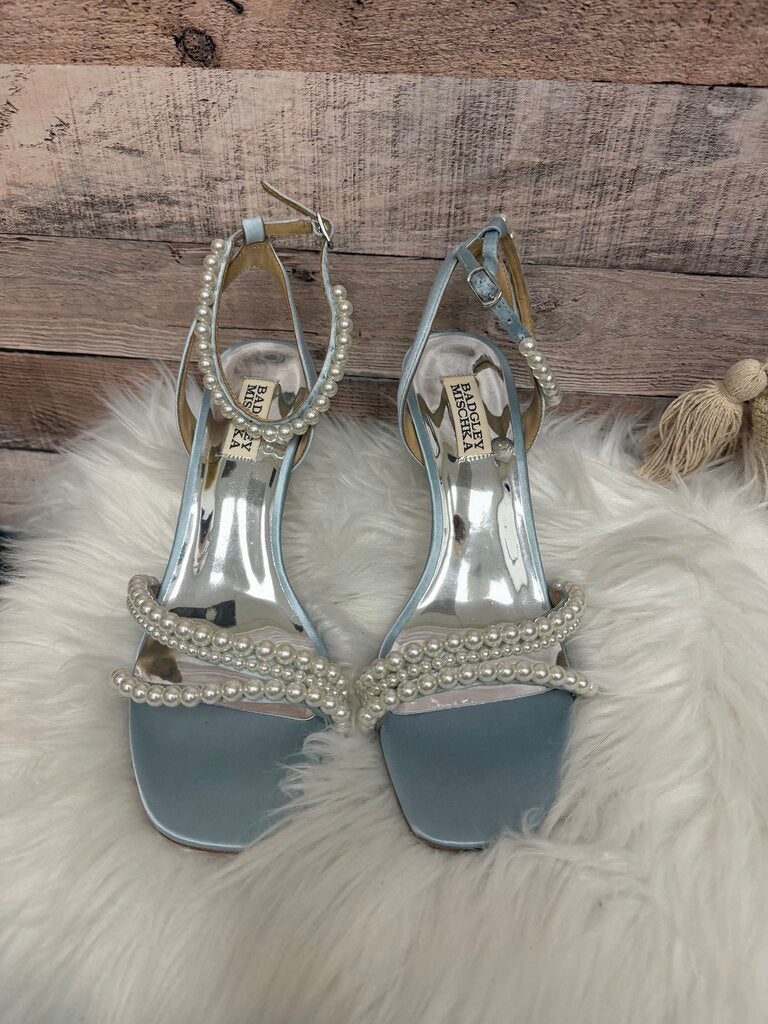 Badgley MIschka Mist Blue & Pearl Kitten Heel