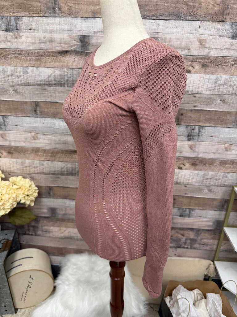 Pink Alo Yoga Long Sleeve Athletic Top