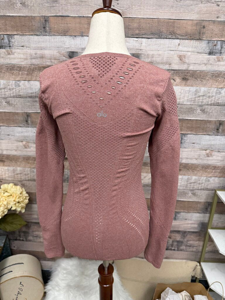 Pink Alo Yoga Long Sleeve Athletic Top