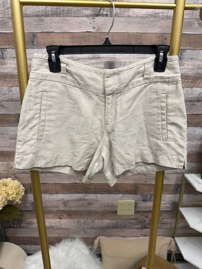 Tan Cartonnier Linen Shorts With Waistband Detial