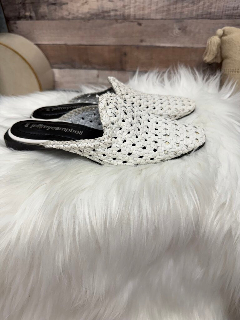 White Woven Leather Mules Jeffrey Campbell