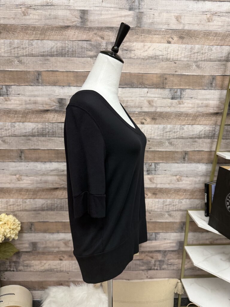 Athleta Black Short Sleeve V-Neck Sweater