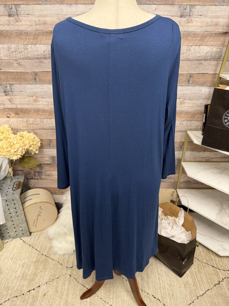 Comfy USA Blue Long Sleeve Dress With Zipper Detail