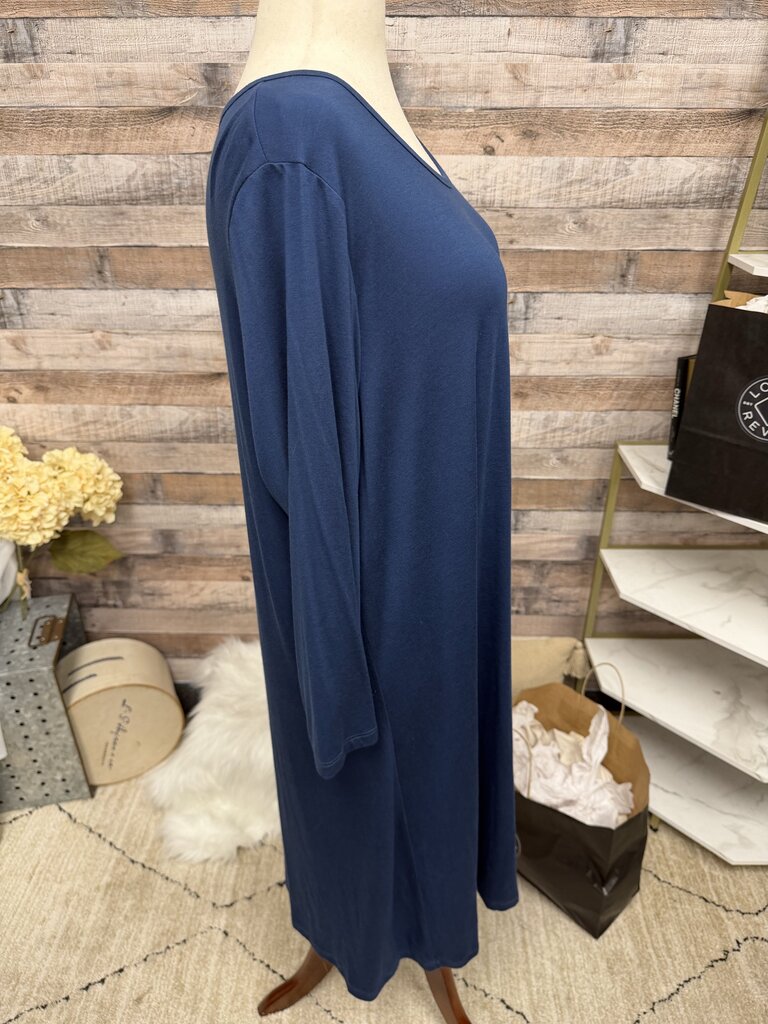 Comfy USA Blue Long Sleeve Dress With Zipper Detail
