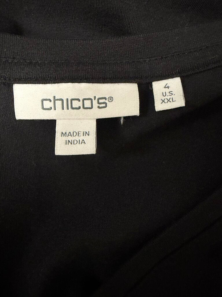 Chico's Black Long Sleeve Blouse With Flower Detail On The Sleeve