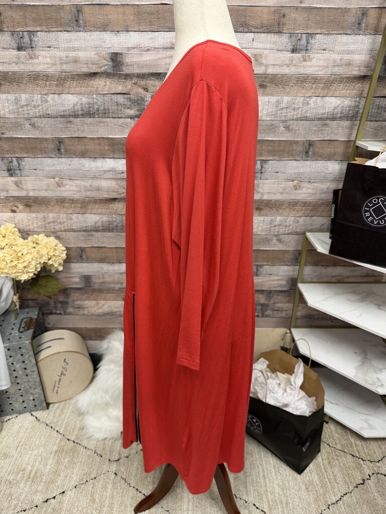Comfy USA Red Long Sleeve Dress With Zipper Detail