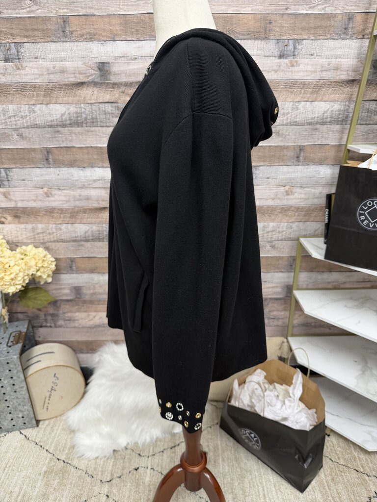 Chico's Black Zip-Up Sweatshirt With Eyelet Detail
