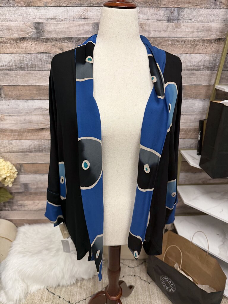 Rayon Batik Kimono With Blue Abstract Pattern