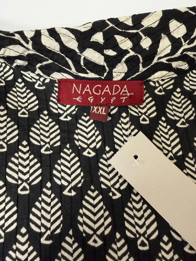 Nagada Egypt Black & White Kimono With Geometric Print