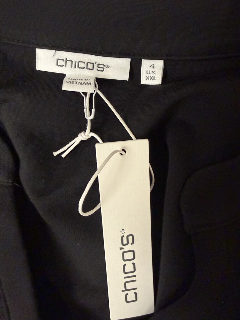 NWT Chico's Black Pullover Top With Rhinestone Detail