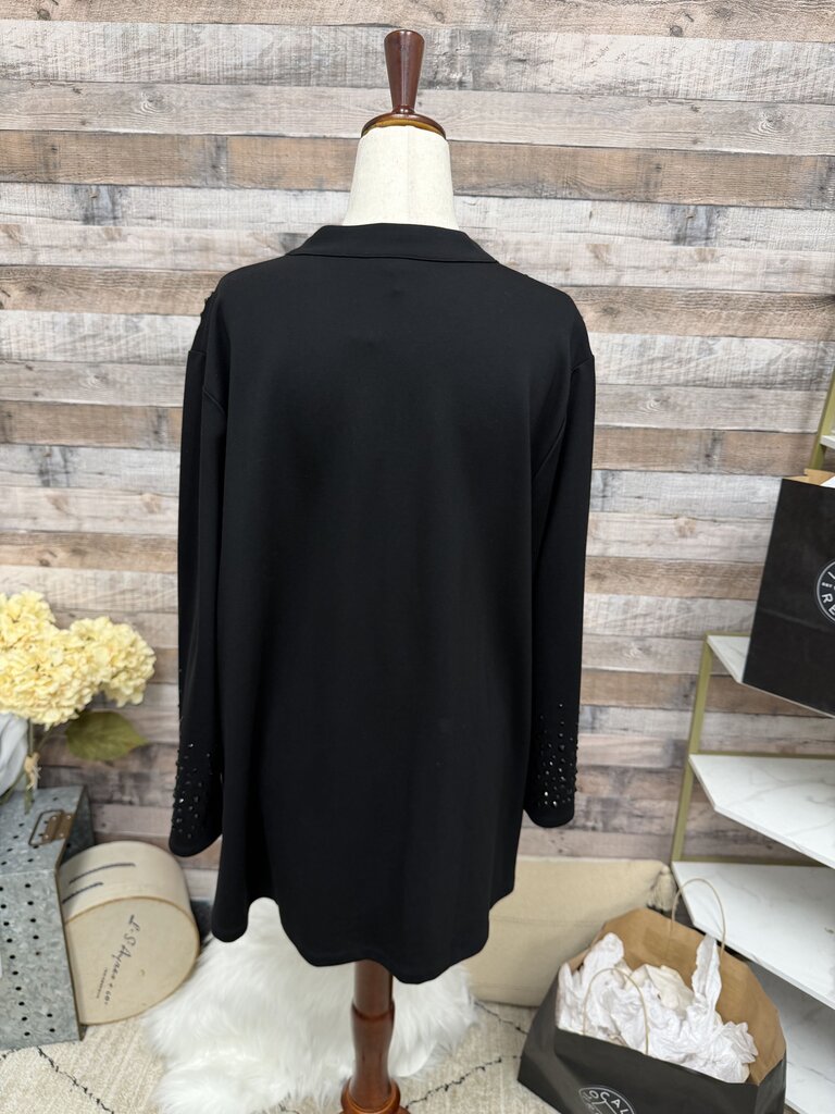 NWT Chico's Black Pullover Top With Rhinestone Detail