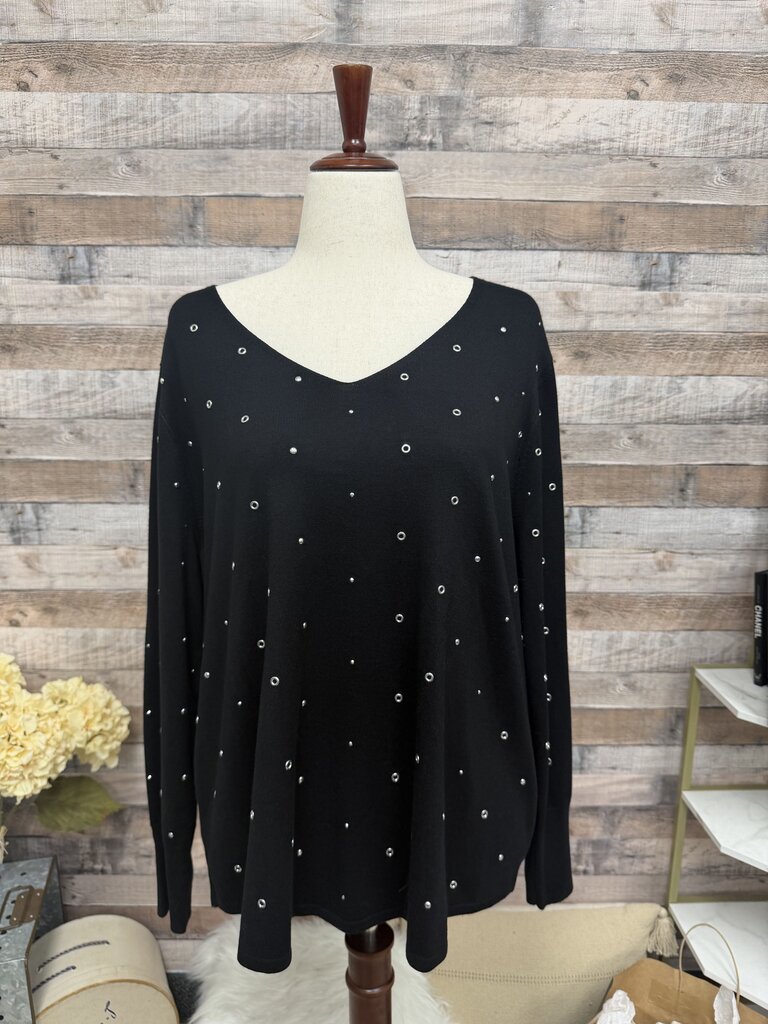 NWT Chico's Black Sweater With Eyelets Details