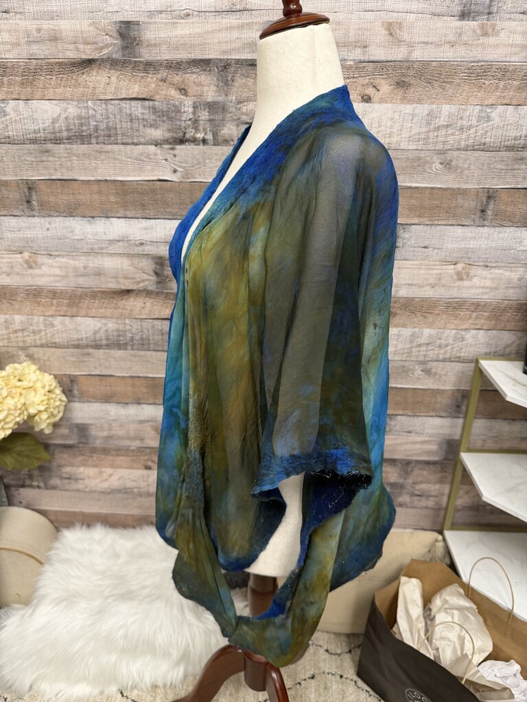 Blue & Green Tie-Dye Ombre Shawl