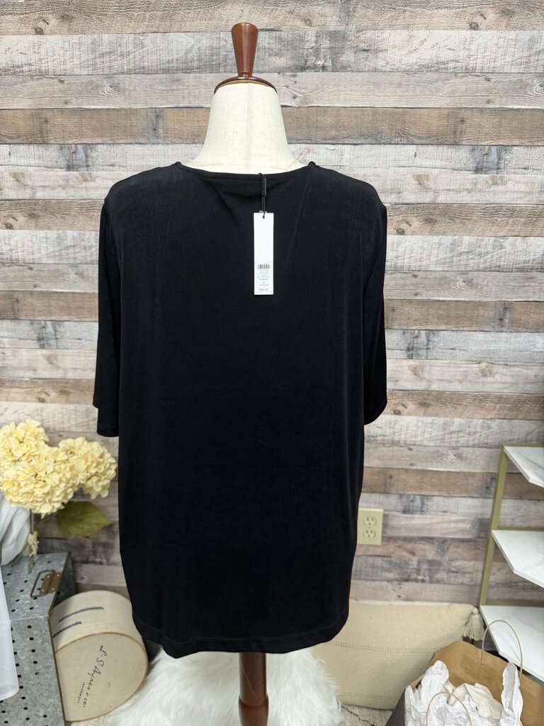 NWT Chico's Black V-Neck Short Sleeve With Grommet Detail