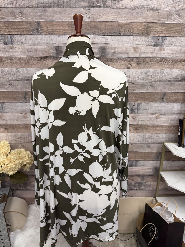 Jessica London Olive & White Floral Print Cardigan