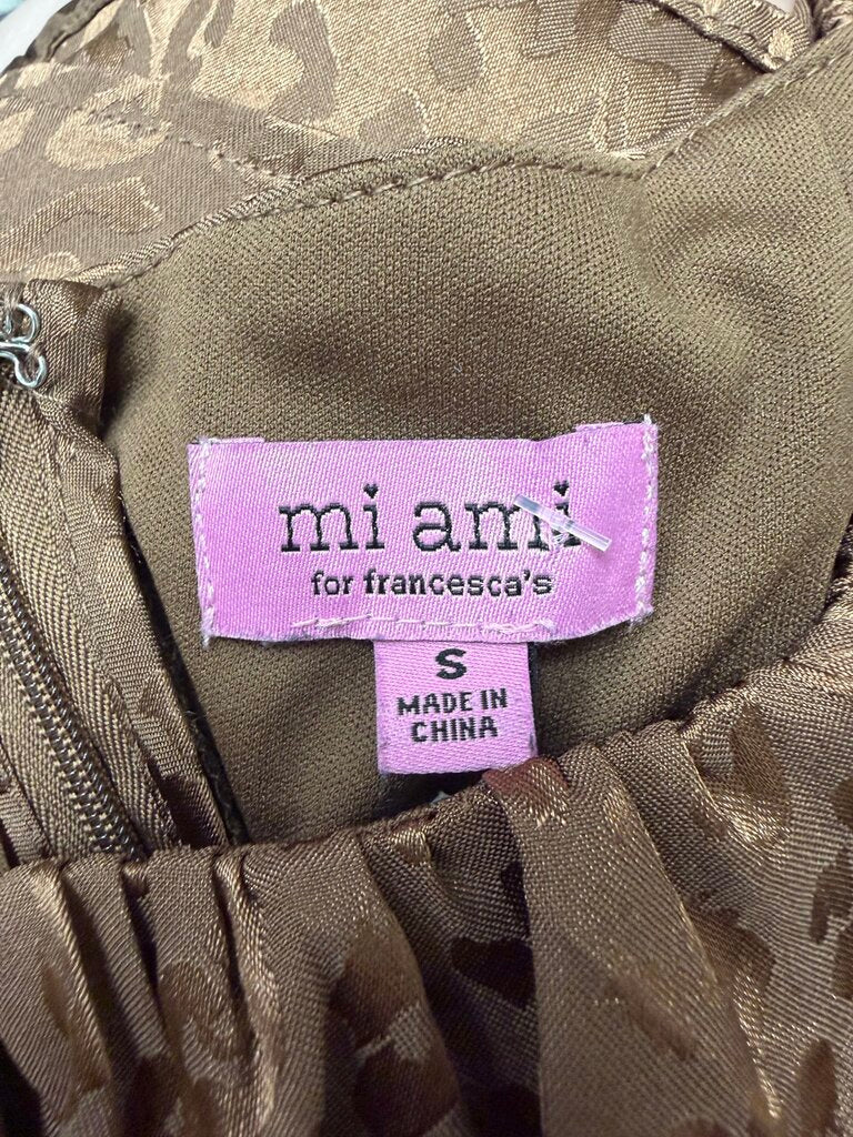 Francesca's Mi Ami Brown Animal Print Satin Mini