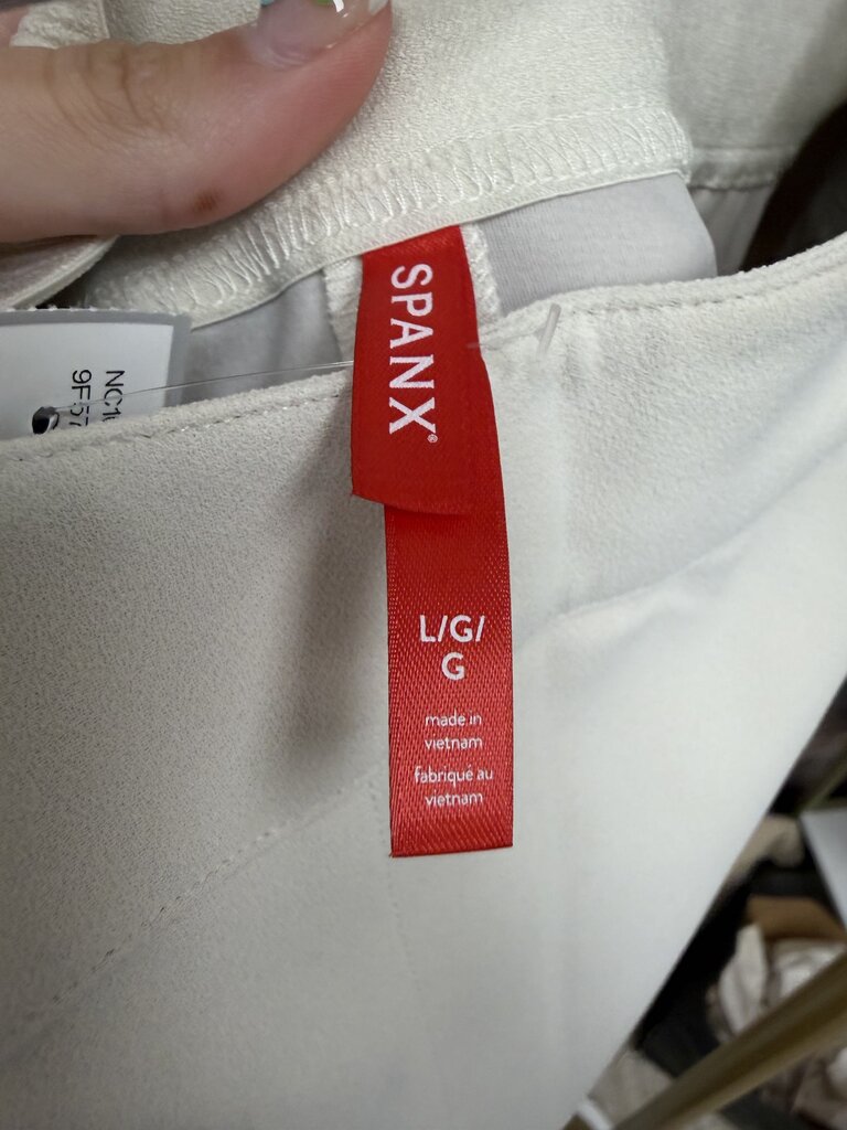 Spanx Cream Wide-Leg High-Waisted Dress Pants