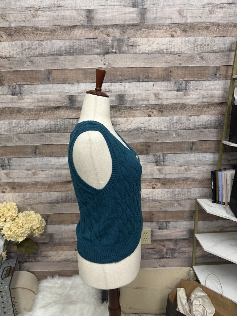 Talbots Teal Cable Knit Sweater Vest