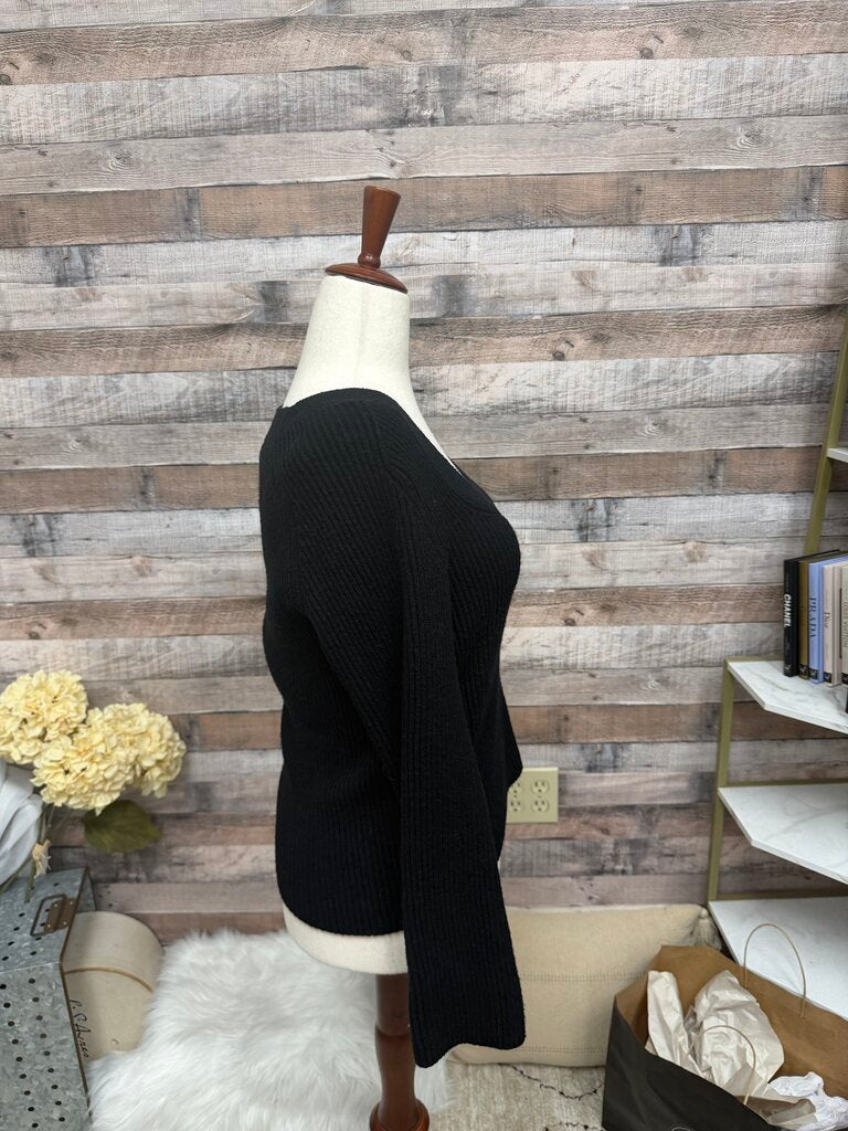 Ann Taylor Black Ribbed Knit Sweater