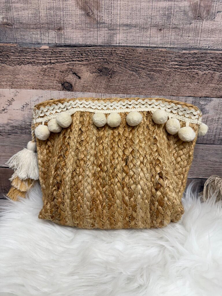Brown Woven Bag White Trim