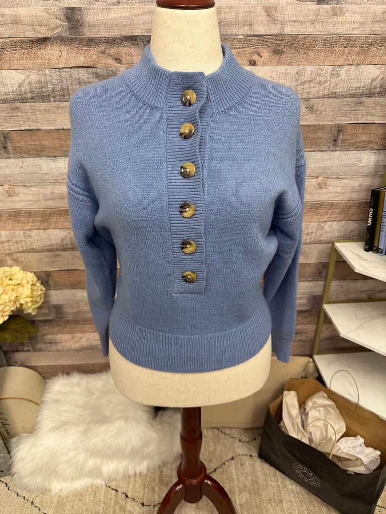 Ann Taylor Weekend Blue Sweater With Buttons