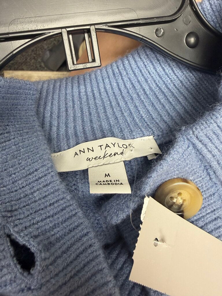 Ann Taylor Weekend Blue Sweater With Buttons