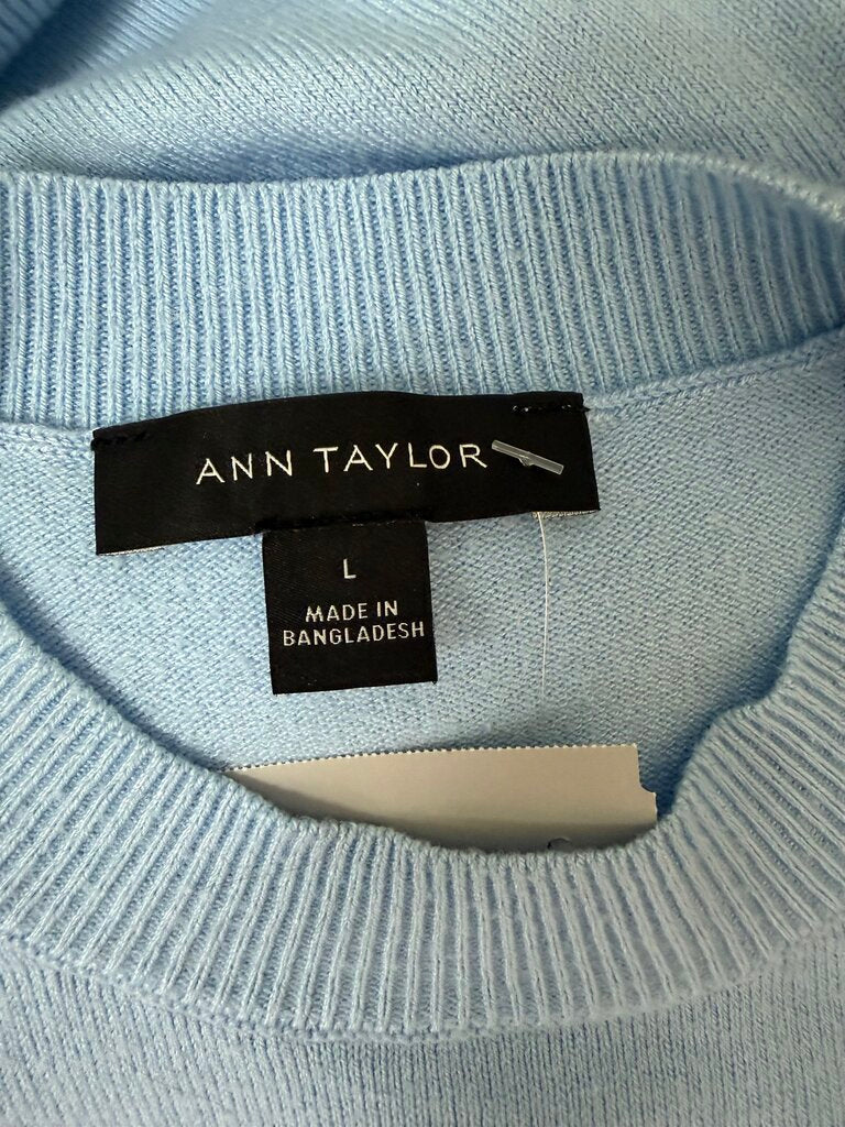 Ann Taylor Blue Knit Sweater Tank Mock Neck