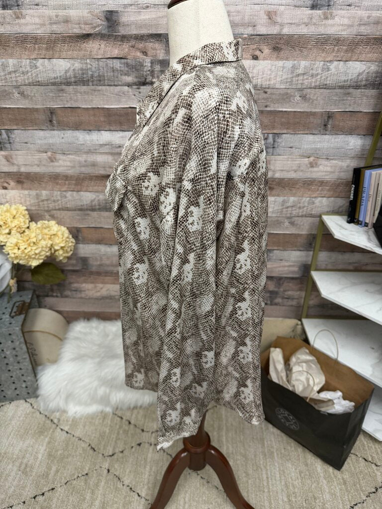 FATE Snakeskin Print Button Down Long Sleeve Shirt