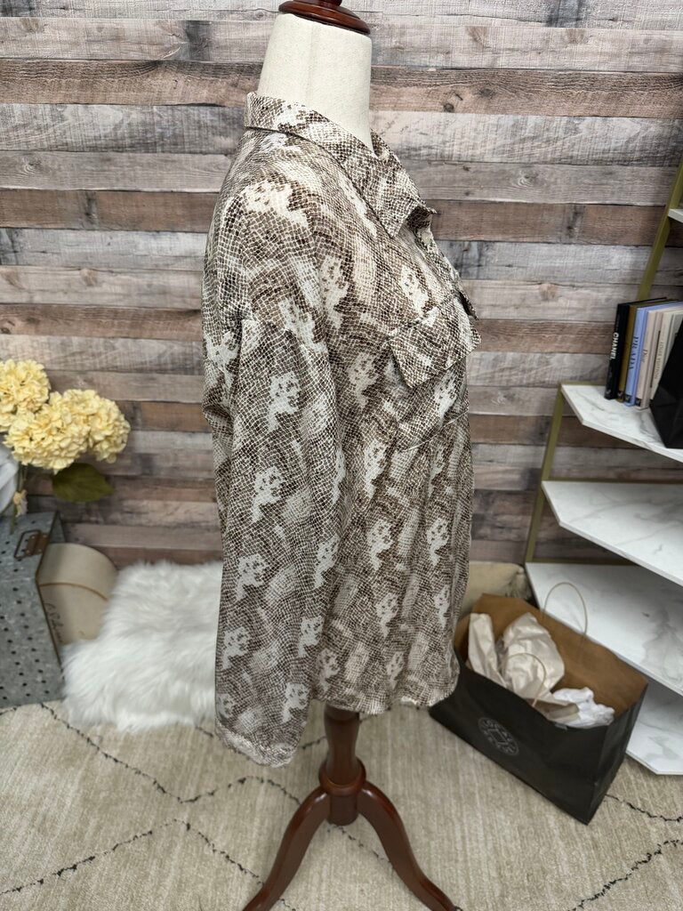 FATE Snakeskin Print Button Down Long Sleeve Shirt
