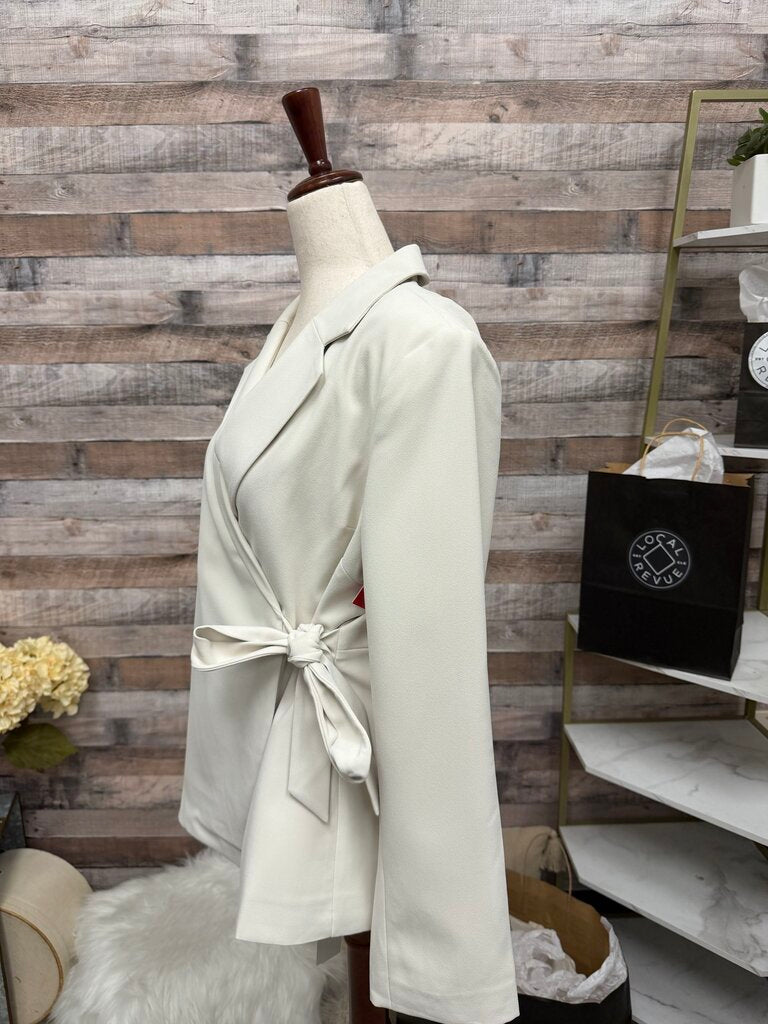 NWT Spanx Cream Open Front Blazer With Tie