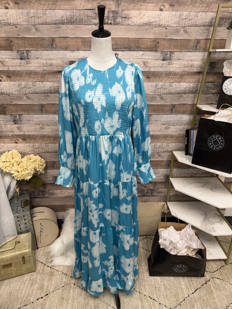 NWT Tuckernuck Turquoise Tiered Floral Maxi