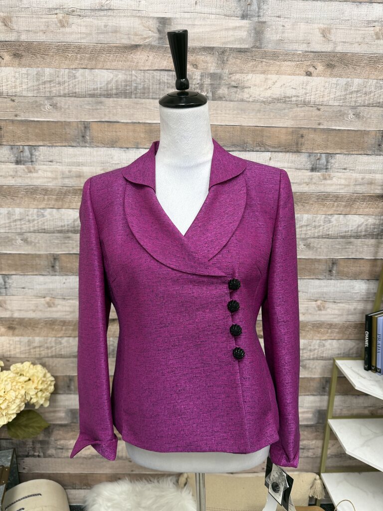 NWT Kasper Magenta Textured Metallic Blazer