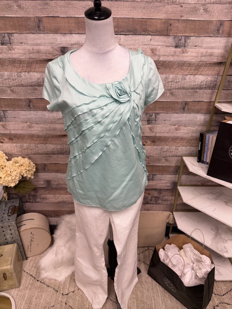 NWT Talbots Powder Blue Soft Cotton Ruffle