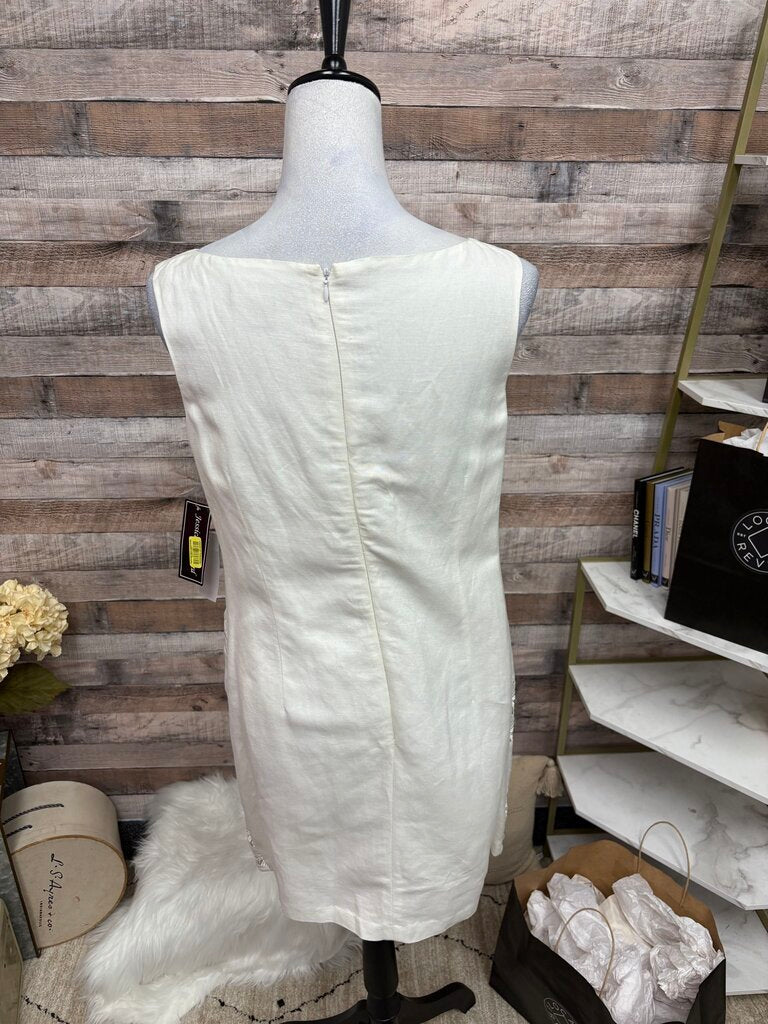 Jessica Howard White Shift Sleeveless Embroidered Flowers