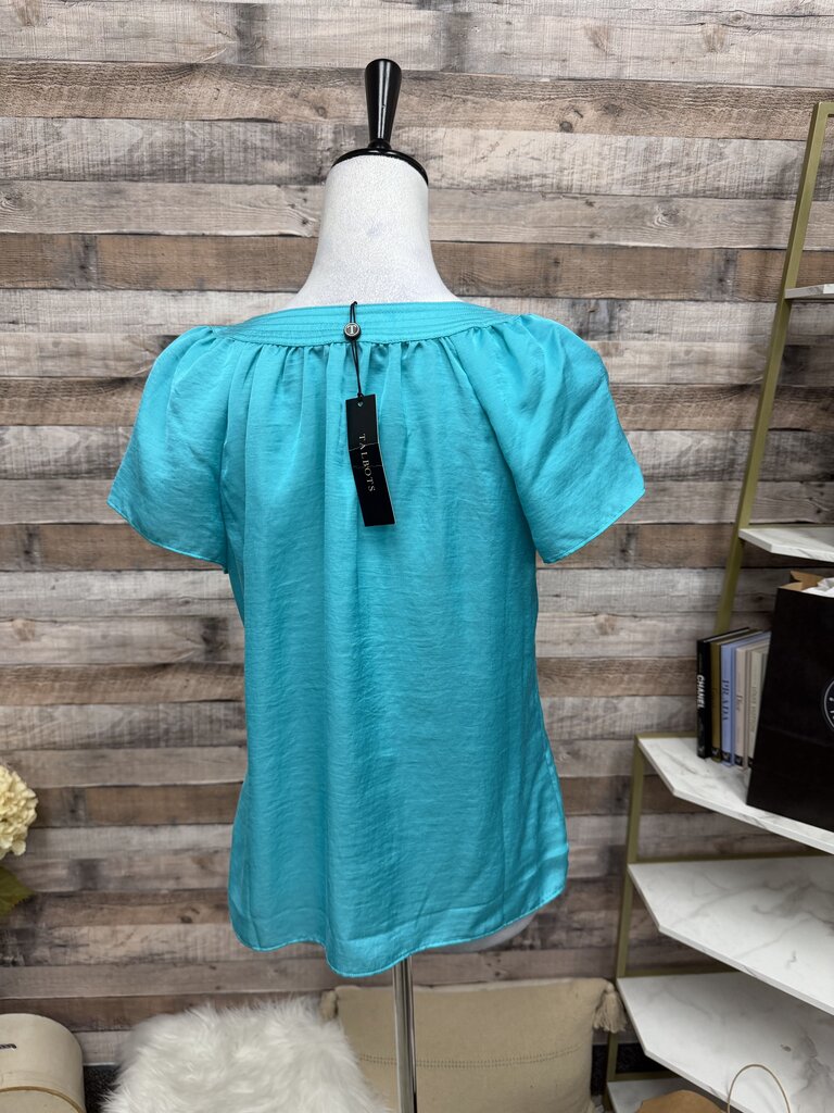 Talbot Turquoise Short Sleeve Split Neck