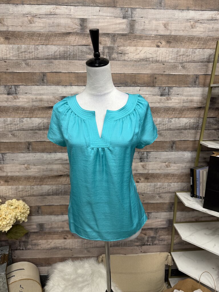 Talbot Turquoise Short Sleeve Split Neck