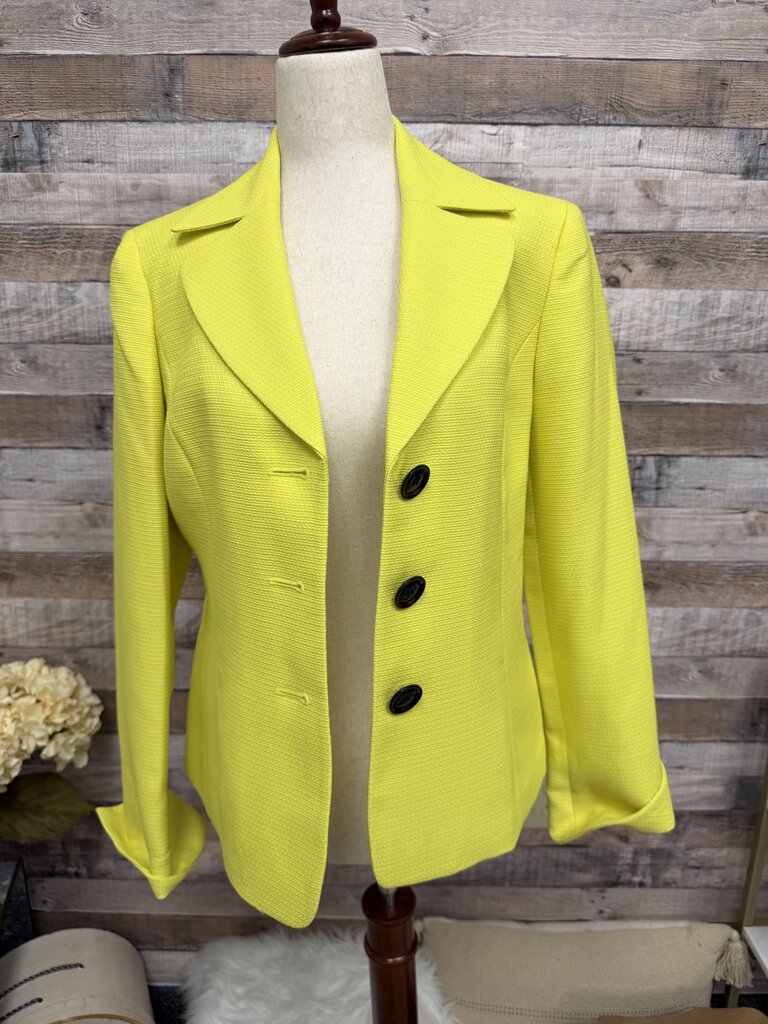 Evan Picone Chartreuse Black Button Blazer