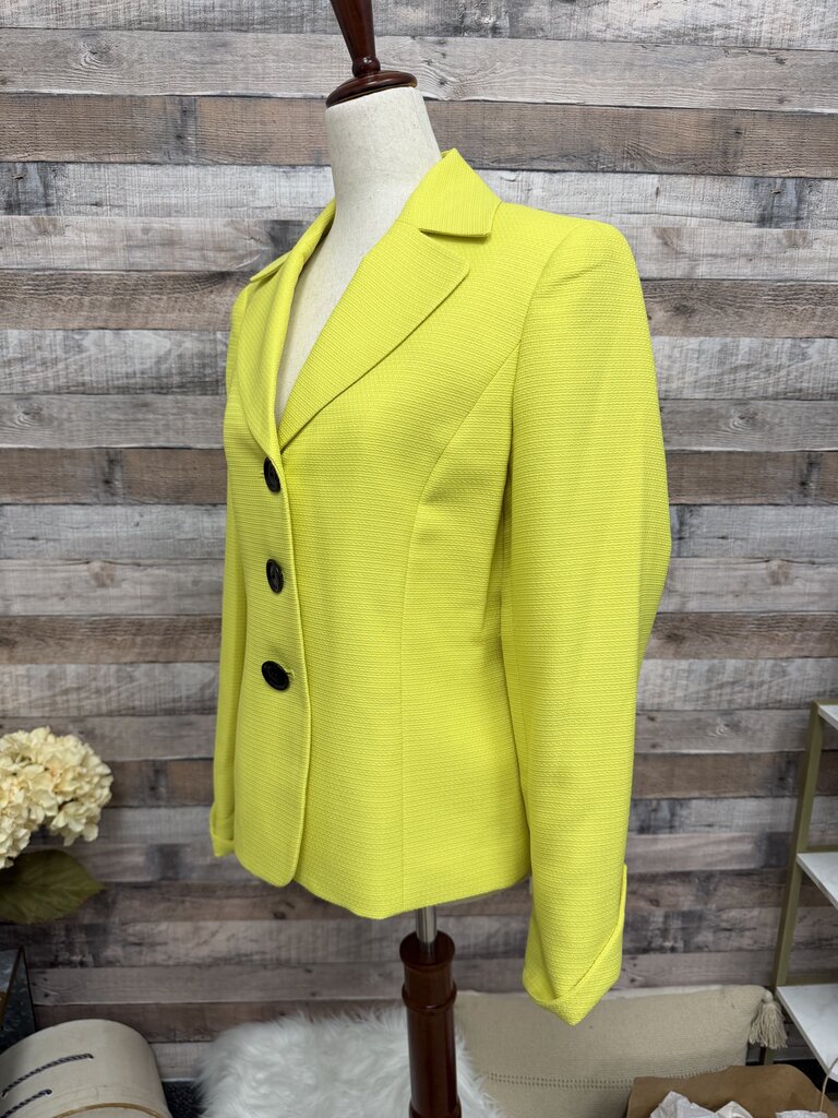 Evan Picone Chartreuse Black Button Blazer