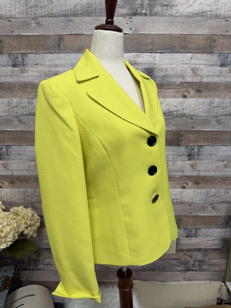 Evan Picone Chartreuse Black Button Blazer