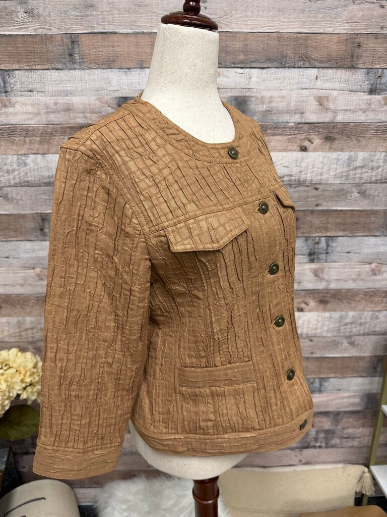 NWT Ruby Rd Camel Textured Button Down