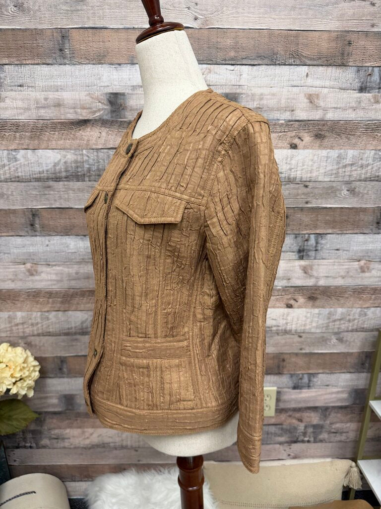 NWT Ruby Rd Camel Textured Button Down