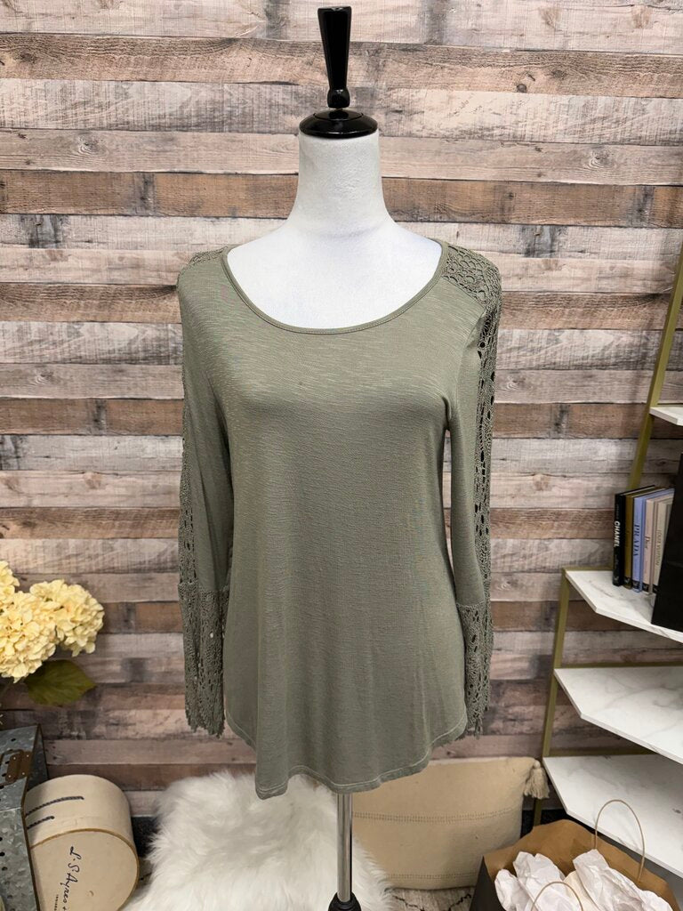 Chico's Grey Long Sleeve With Lace Sleeves S