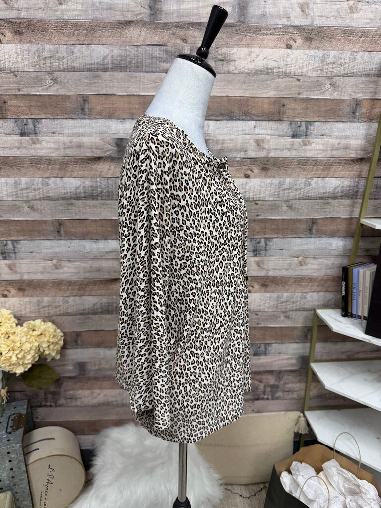 Chico's Brown Leopard Print V-Neck Top XL