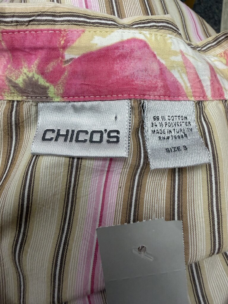 Chico's Brown & Pink Striped Long Sleeve XL