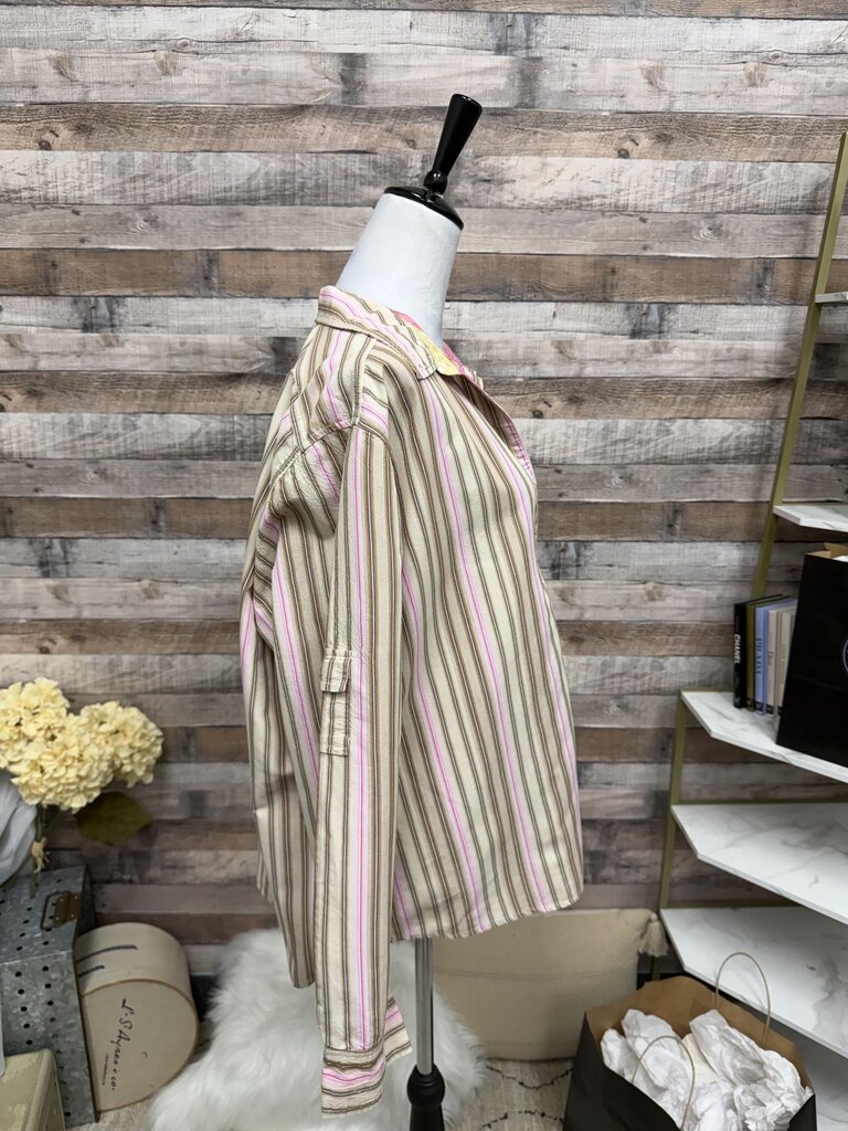 Chico's Brown & Pink Striped Long Sleeve XL