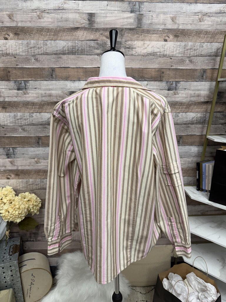 Chico's Brown & Pink Striped Long Sleeve XL